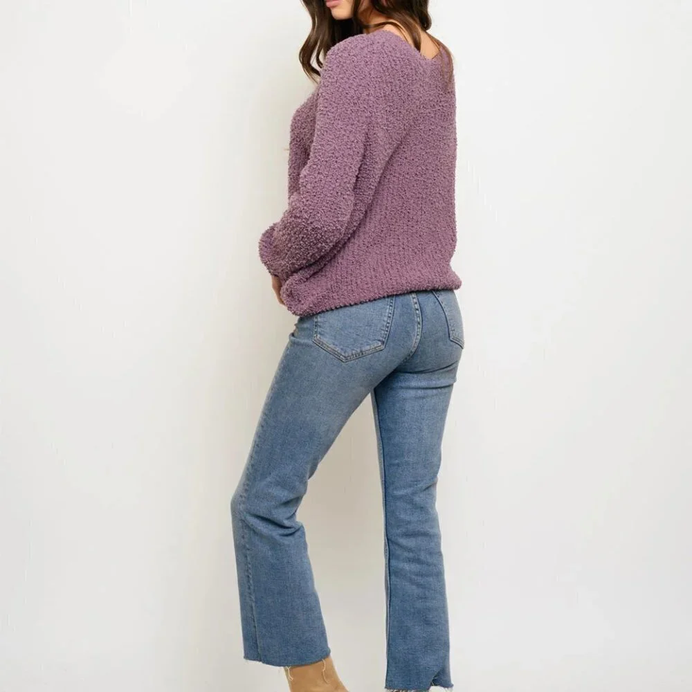 Purple popcorn with drawstringsweater top